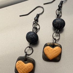 Black and Gold Heart Polymer Clay